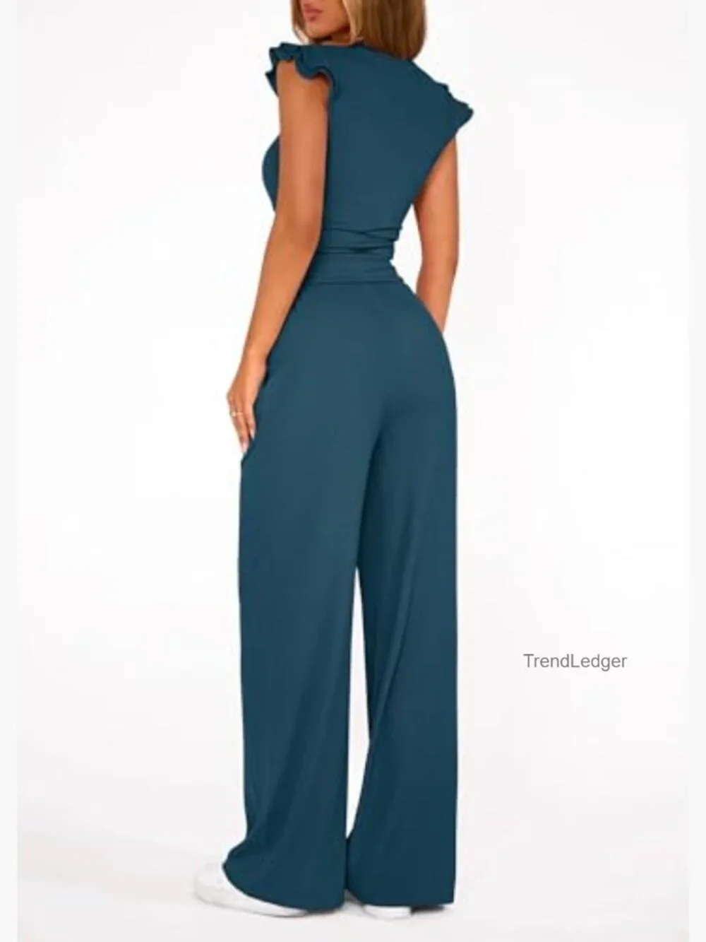 Cap Sleeve Crop Top & Wide Leg Pants Matching Set Summer Outfits